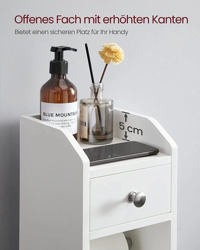 Kúpeľňová skrinka s držiakom na toaletný papier, biela