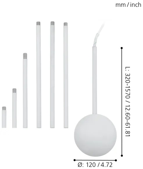 Eglo 92288 - Kryt kábla EXTENTION biela