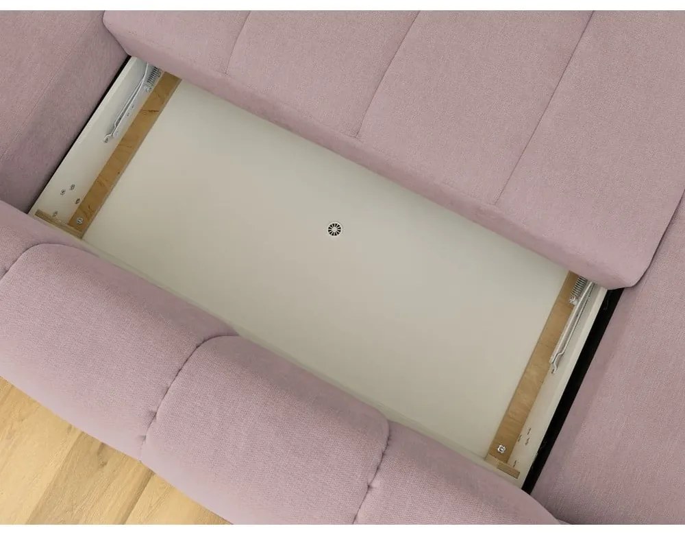 Ružová rozkladacia/s úložným priestorom rohová pohovka (pravý roh/do tvaru "U") Fuji – Bobochic Paris