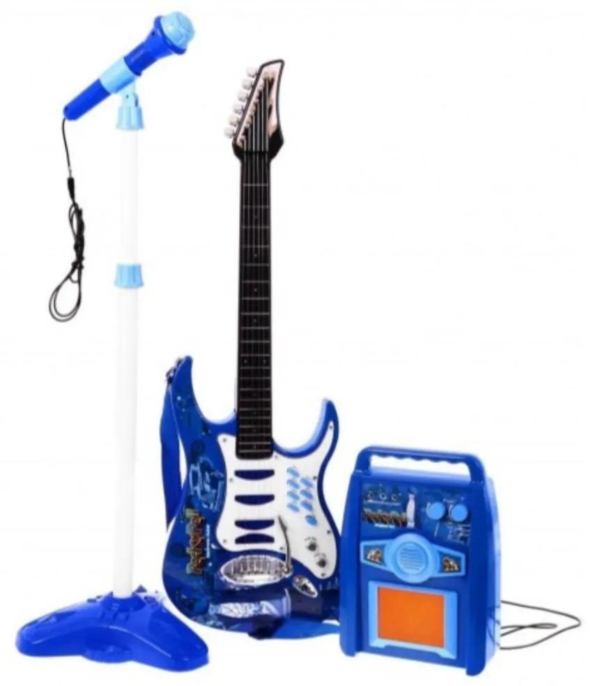 Detská gitara s mikrofónom a zosilňovačom | modrá