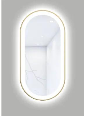 Oválne LED zrkadlo do kúpeľne s osvetlením OVAL LINE PREMIUM 100 x 50 cm v zlatom ráme