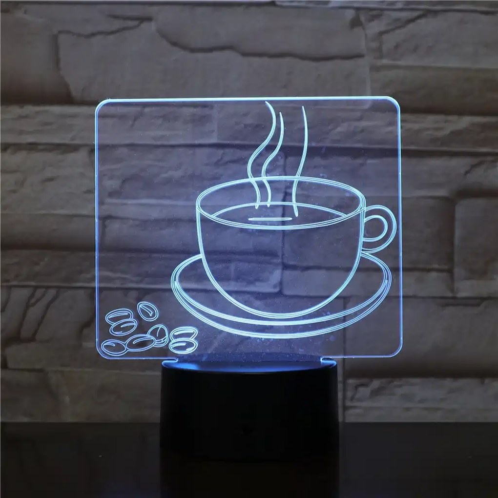 3Dmix 3DL-BTC033 – 3D LED nočná lampa - Káva (Bluetooth reproduktor - farba čierna)