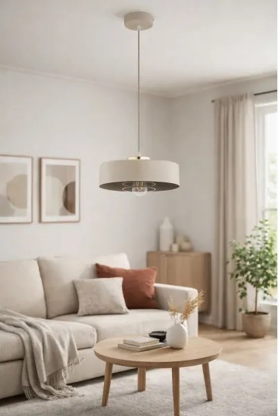 Brilagi - Závesný luster na lanku SPRING 1xE27/60W/230V pr. 30 cm béžová/zlatá
