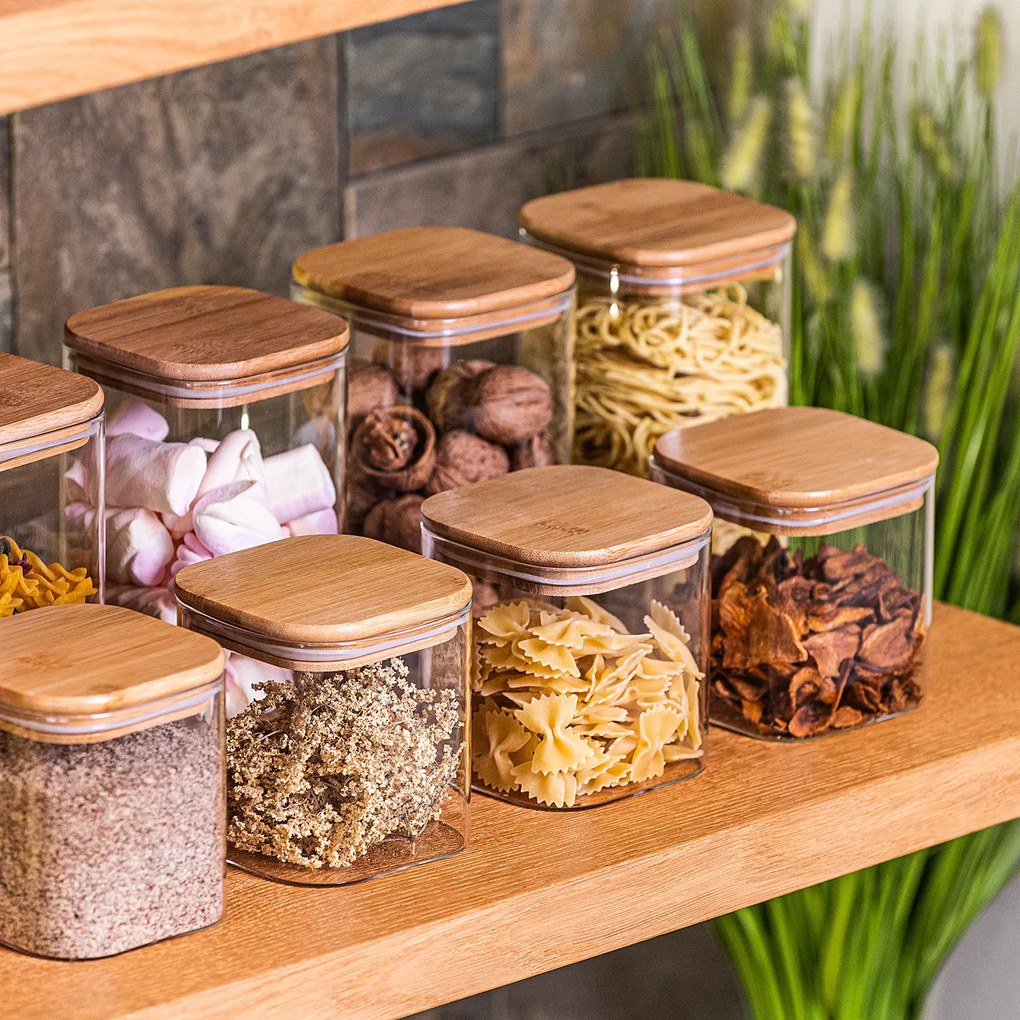 4Home Sklenená dóza na potraviny s vekom Bamboo, 950 ml, 950 ml