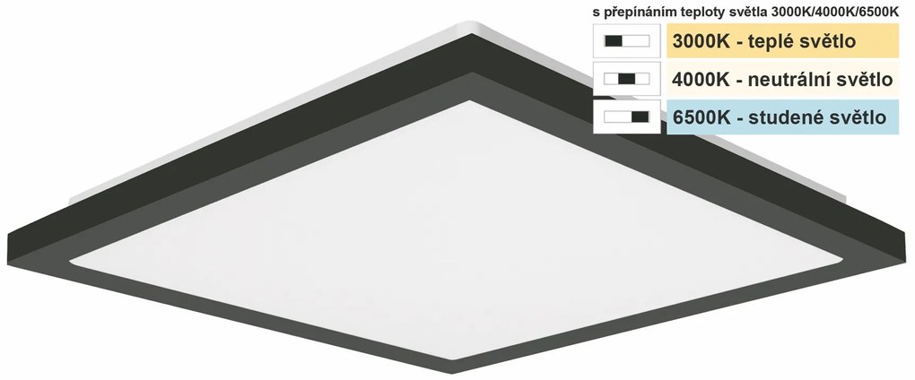 TOP LIGHT Svetlo stropné Onyx HS CCT, Biela-Čierna