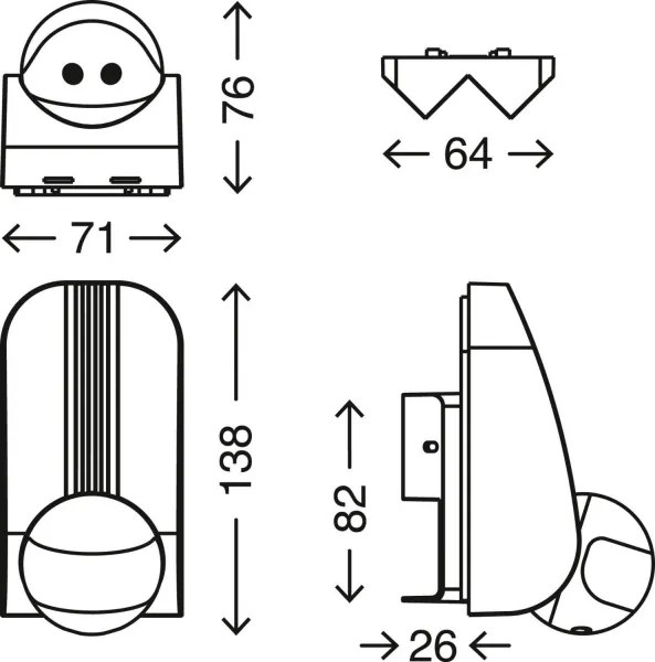 Telefunken 306505TF - Vonkajší senzor pohybu 180° IP44 čierna