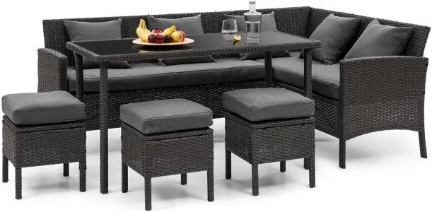 Blumfeldt Titania Dining Lounge Set, záhradná sedacia súprava, čierna/tmavosivá