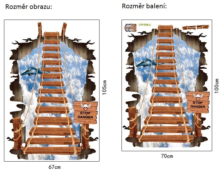 Veselá Stena Samolepka 3D Lávka v oblakoch