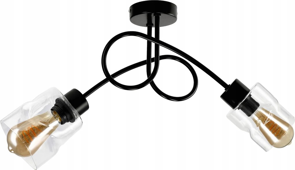 BERGE LED luster stropné svietidlo 2xE27, skladací sklenený štvorec, transparentný