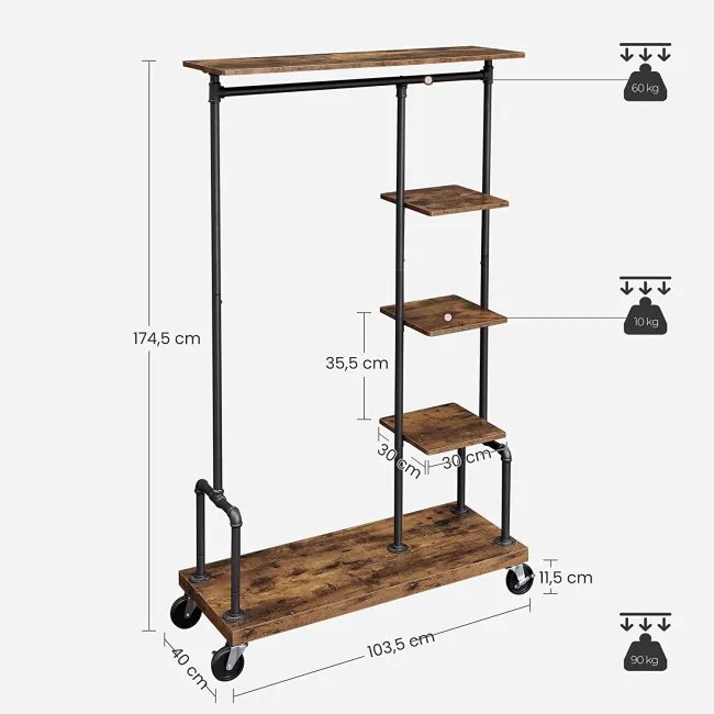 Vešiakový stojan na kolieskach HSR66BXV2