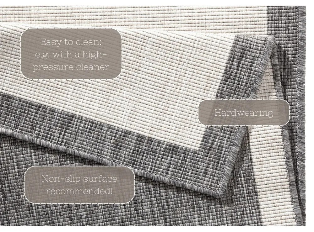 Sivo-krémový vonkajší koberec NORTHRUGS Panama, 80 x 350 cm