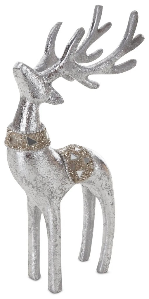 VIANOČNÁ SOŠKA DEER 23CM STRIEBORNÁ