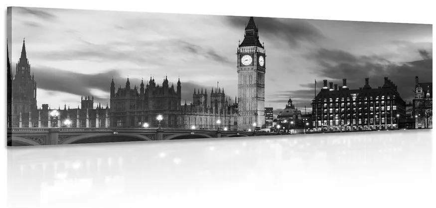 Obraz Big Ben v Londýne v čiernobielom prevedení Varianta: 120x40
