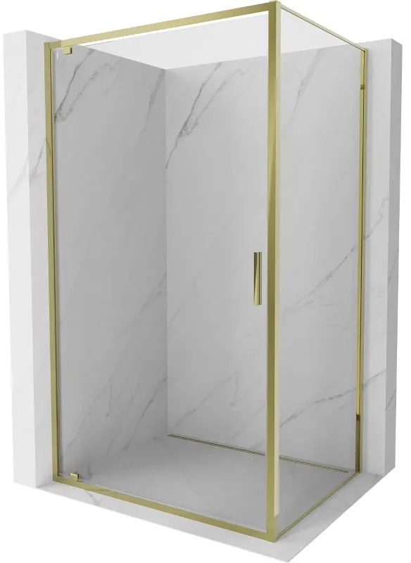 Mexen Exo, výklopný sprchový kút 70 x 90 cm, číre sklo, zlatá, 8181-070-090-50-00
