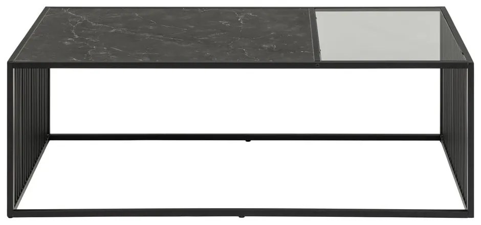 Čierny konferenčný stolík so sklenenou doskou 60x120 cm Strington – Actona