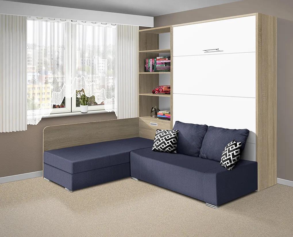 Nabytekmorava Sklápacia posteľ s pohovkou VS 21075 - 200x120 cm farba pohovky: Modrá, Typ farebného prevedenia: Antracit / dvere antracit