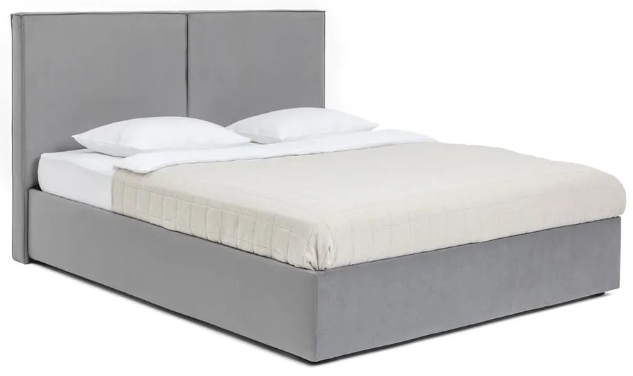 Sivá čalúnená dvojlôžková posteľ s úložným priestorom s roštom 180x200 cm Thessa Bold – Bonami Selection