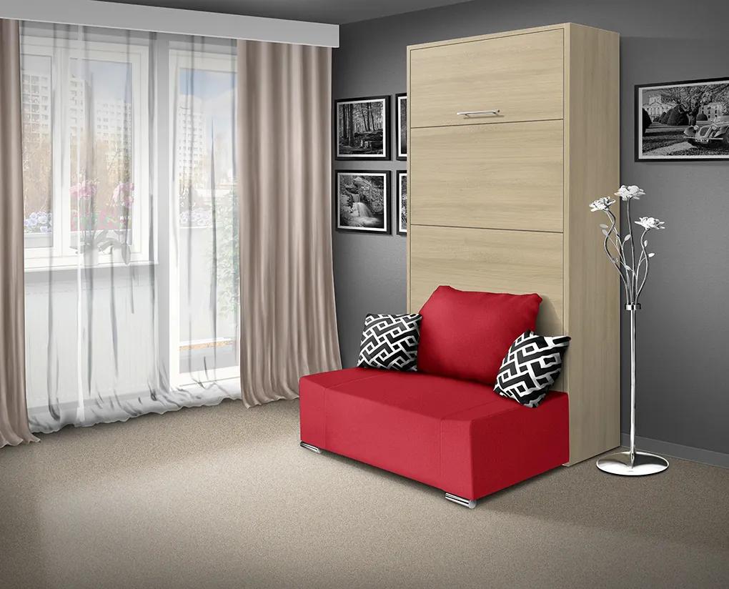 Nabytekmorava Sklápacia posteľ s pohovkou VS 21058P 200x90 farba pohovky: Červená, Typ farebného prevedenia: Agát / dvere biele