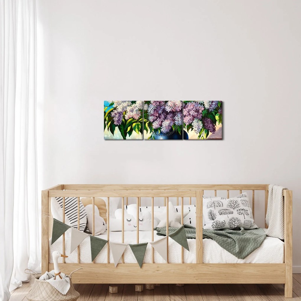Obraz - Kytica orgovánu (s hodinami) (90x30 cm)