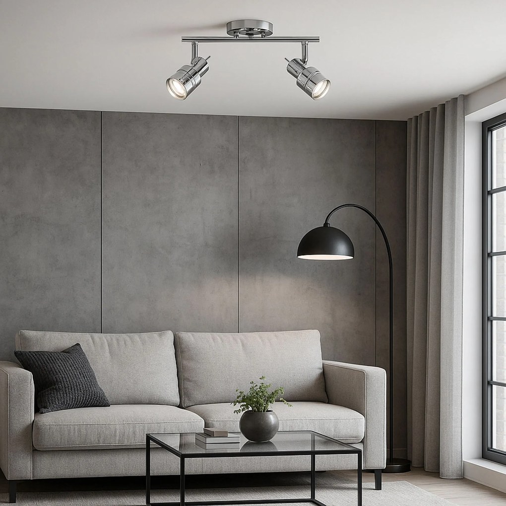 Toolight - Stropné/nástenné svietidlo typu reflektor 2-bodové 2xGU10 392197, chrómová, OSW-08482