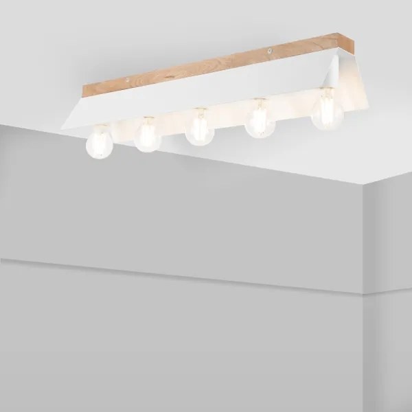 Stropné svietidlo ESME 5xE27/15W/230V biela/dub