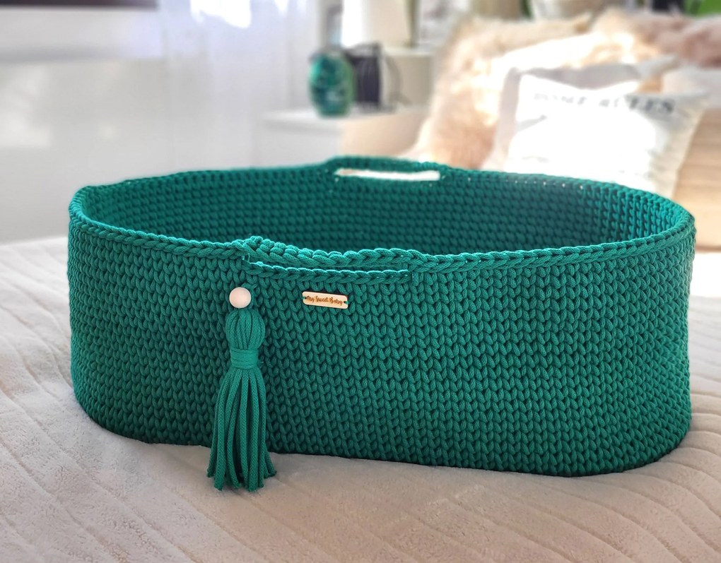 My Sweet Baby Mojžišov kôš BOHO Handmade so stojanom - zelený