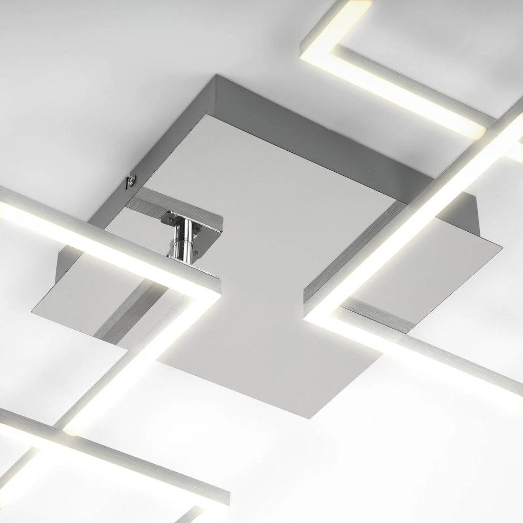 Stropné LED svetlo Frame 4 štvorce chróm 95 x 47cm