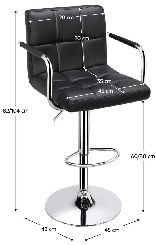 Kondela Barová stolička, čierna ekokoža/chróm, LEORA 3 NEW