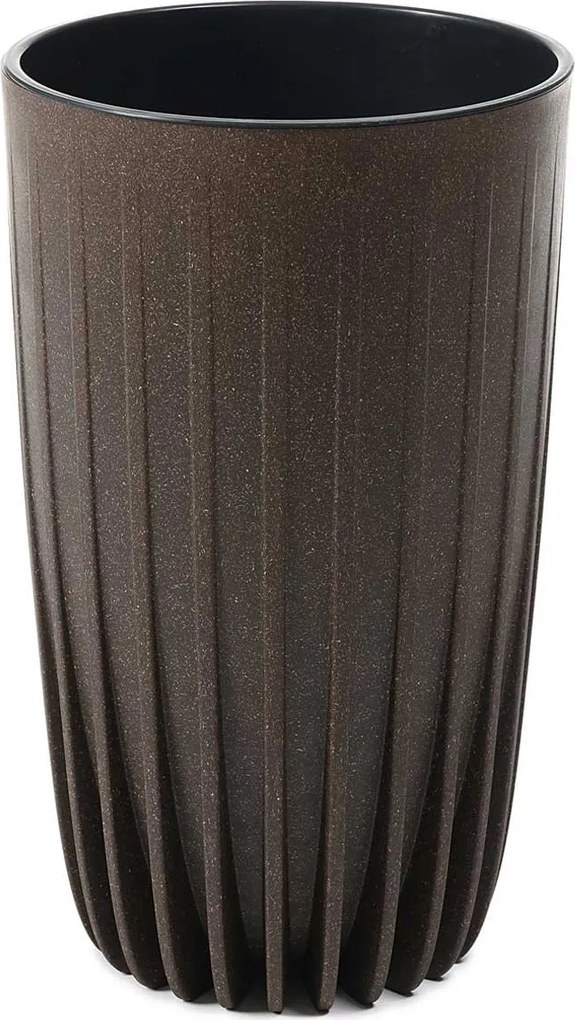 PLASTOVÝ KVETINÁČ STRIPPED ECO SADA 2KS 42X25 CM+ 51X30 CM TMAVOHNEDÁ