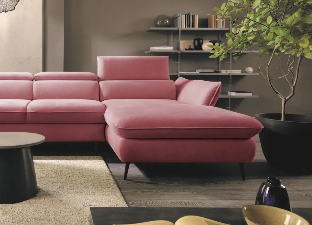 Rohová sedacia súprava Mango, staroružová látka, pravý roh