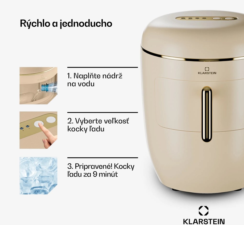 Klarstein Passau výroba ľadu 2 veľkosti 15 kg/24 h Auto-Clean
