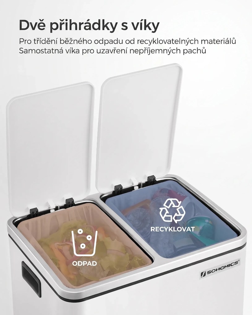 Odpadkový kôš na triedený odpad Kôš 30 l biely
