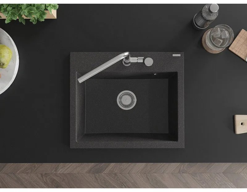 Mexen Oscar, 1-komorový granitový drez 580x490x205 mm, čierna škvrnitá, 6519581000-76