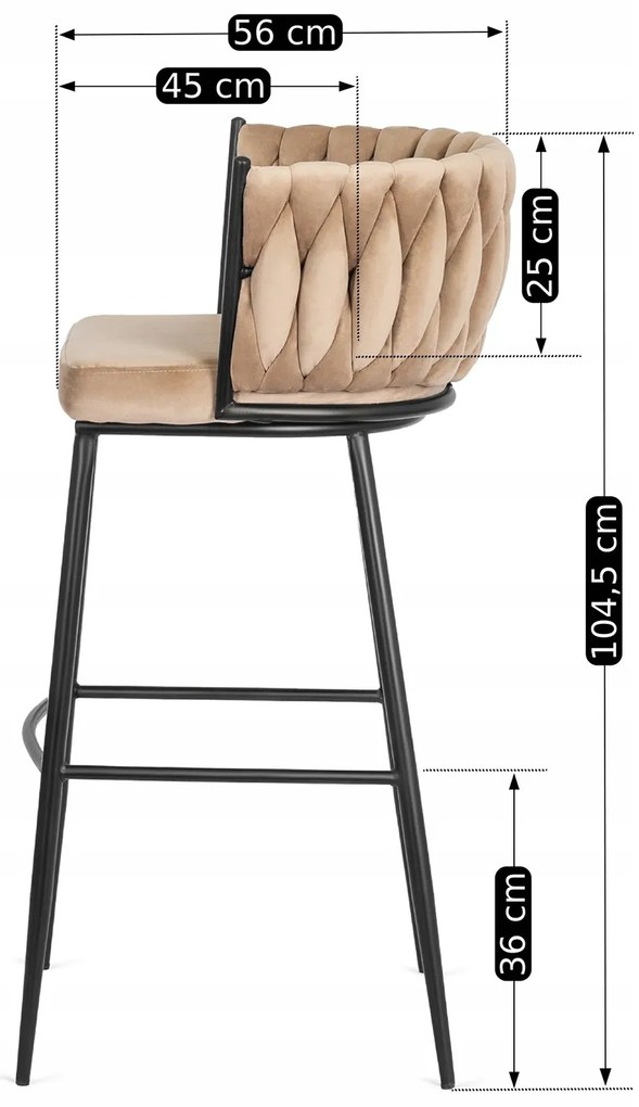 Barová stolička Flores 60 cm béžová/čierna