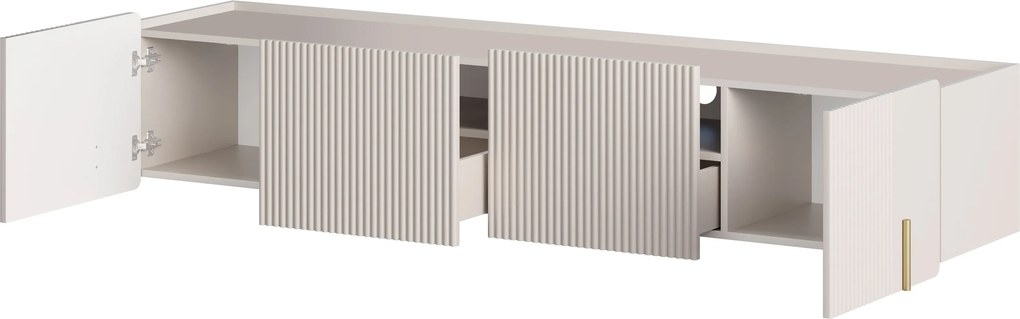 Závesná TV skrinka Malmi 200 cm - kašmírová / zlatá