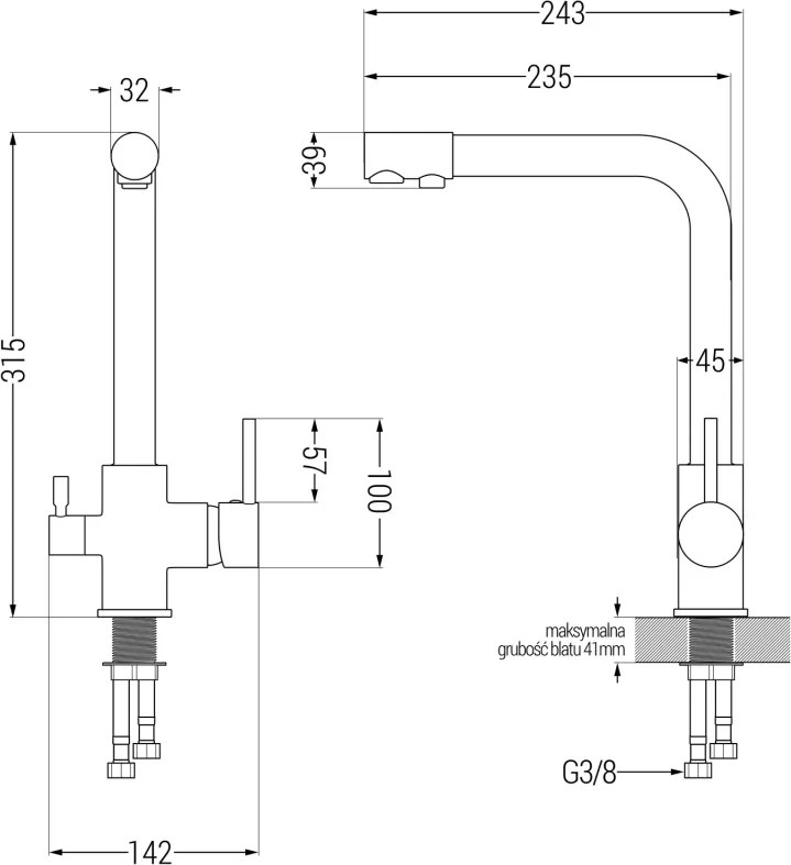 Mexen Milo, granitový drez 435x410x171 mm, 1-komorový a šedá batéria Duero, šedá, 6505-71-671600-71