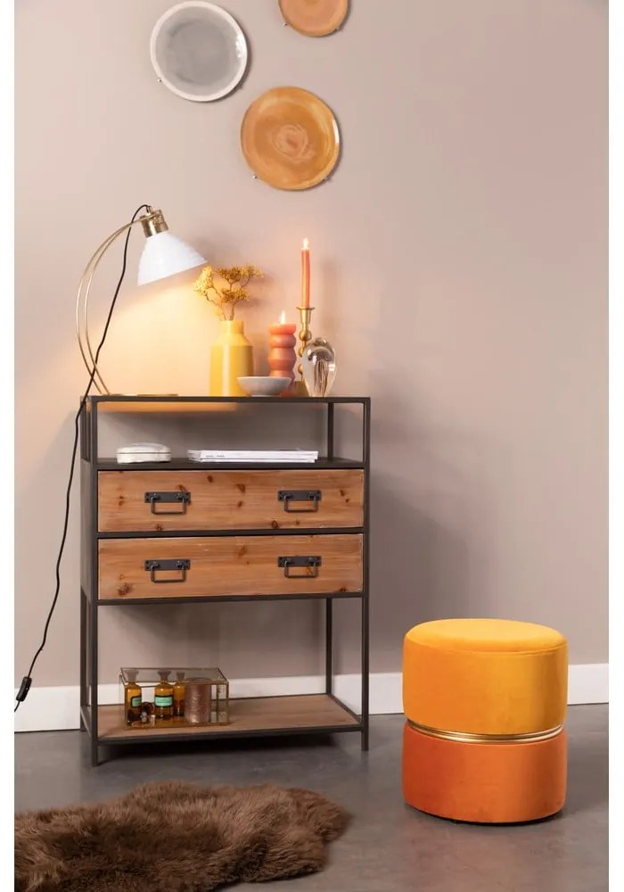 Oranžový zamatový taburet Bubbly – White Label