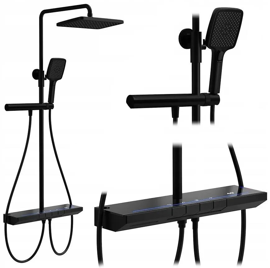 Sprchová súprava s termostatom Rea Pedro čierna