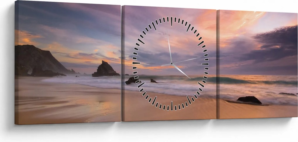 Obraz - Praia da Adraga (s hodinami) (90x30 cm)