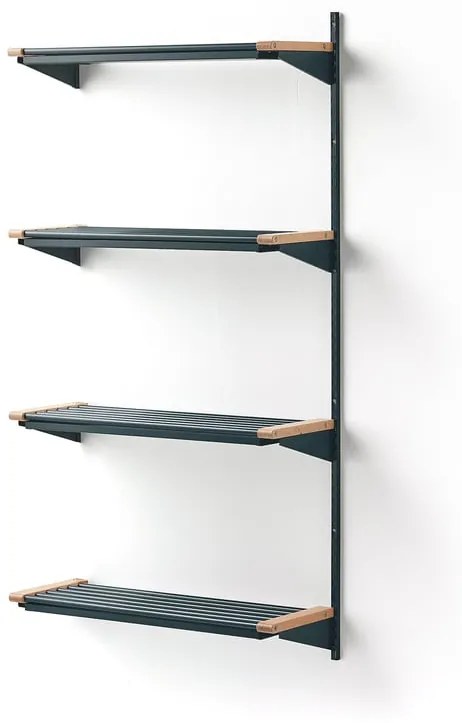 Regál na topánky JEPPE so 4 policami, prídavná sekcia, 1790x900x310 mm, modrá/breza