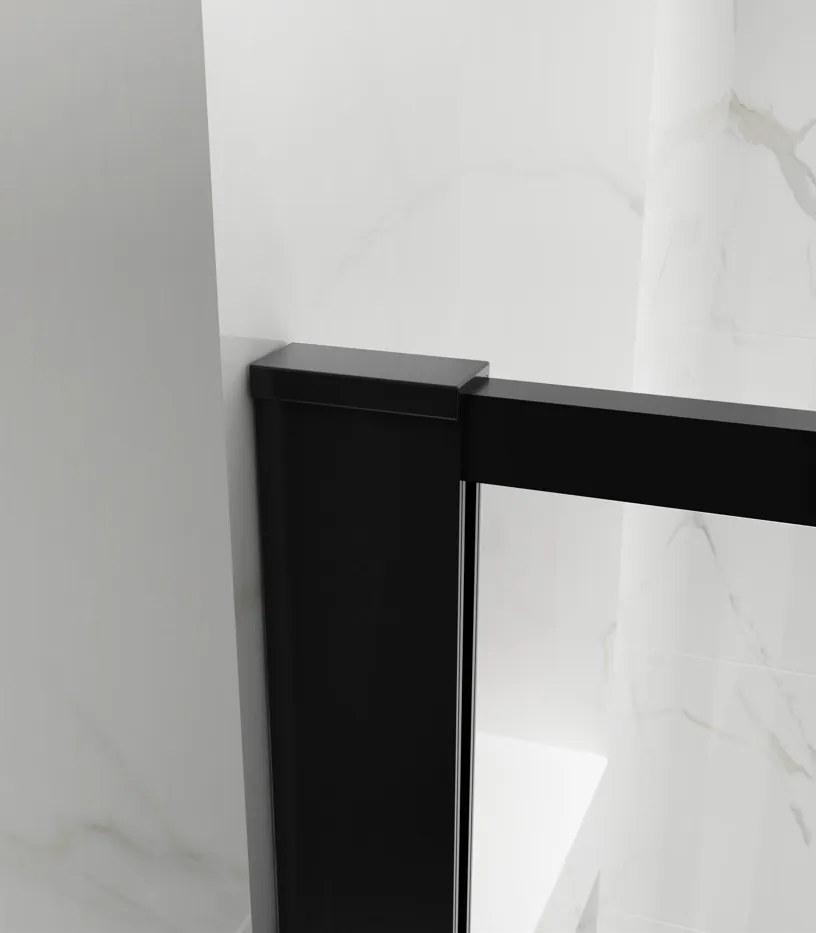 Erga Paris, sprchová zástena Walk-In 130x200 cm v čiernom ráme, 8mm číre sklo, čierny profil, ERG-V02-PARIS-130x200-BF