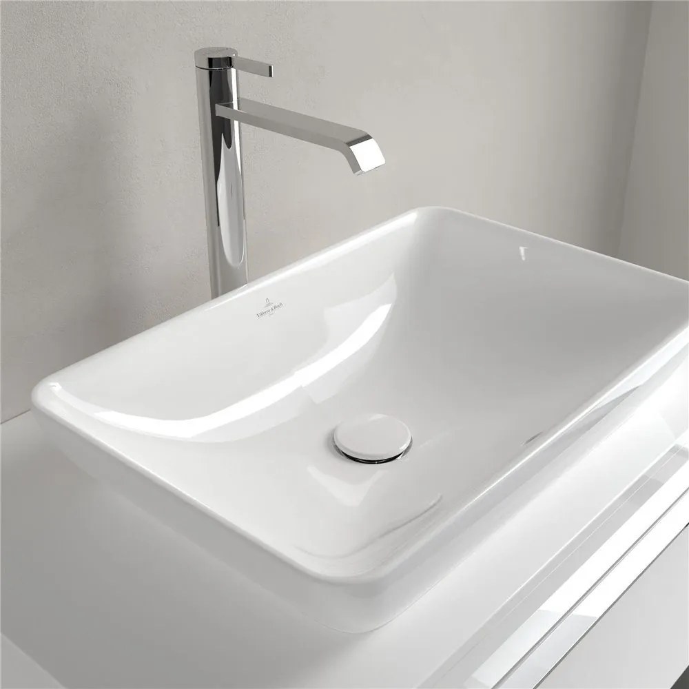 VILLEROY &amp; BOCH Venticello umývadlo na dosku (k čiastočnému zapusteniu), bez otvoru, s prepadom, 550 x 360 mm, biela alpská, s povrchom CeramicPlus, 411355R1