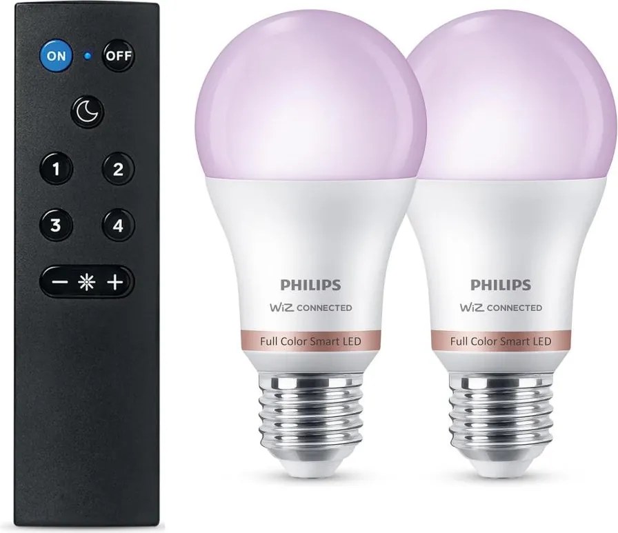 SADA 2x stmievateľné RGB LED žiarovky Philips SMART A60 E27/8,5W/230V 2200-6500K + diaľkové ovládanie