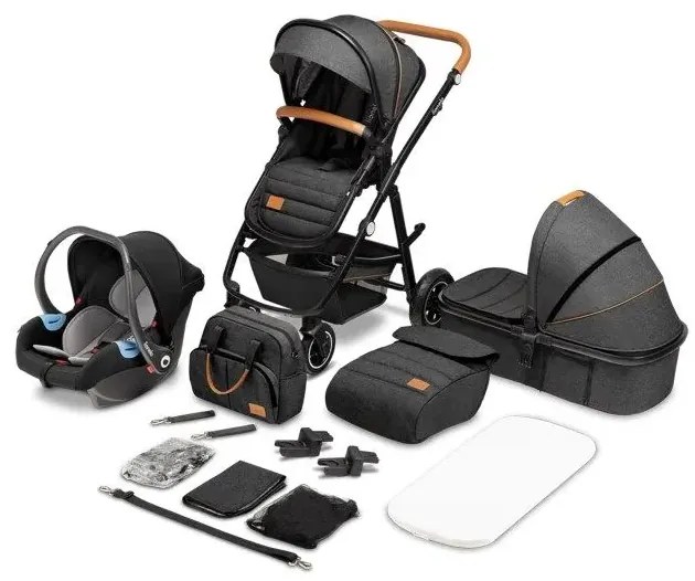 Kombinovaný kočík Lionelo Amber 3v1 grey graphite