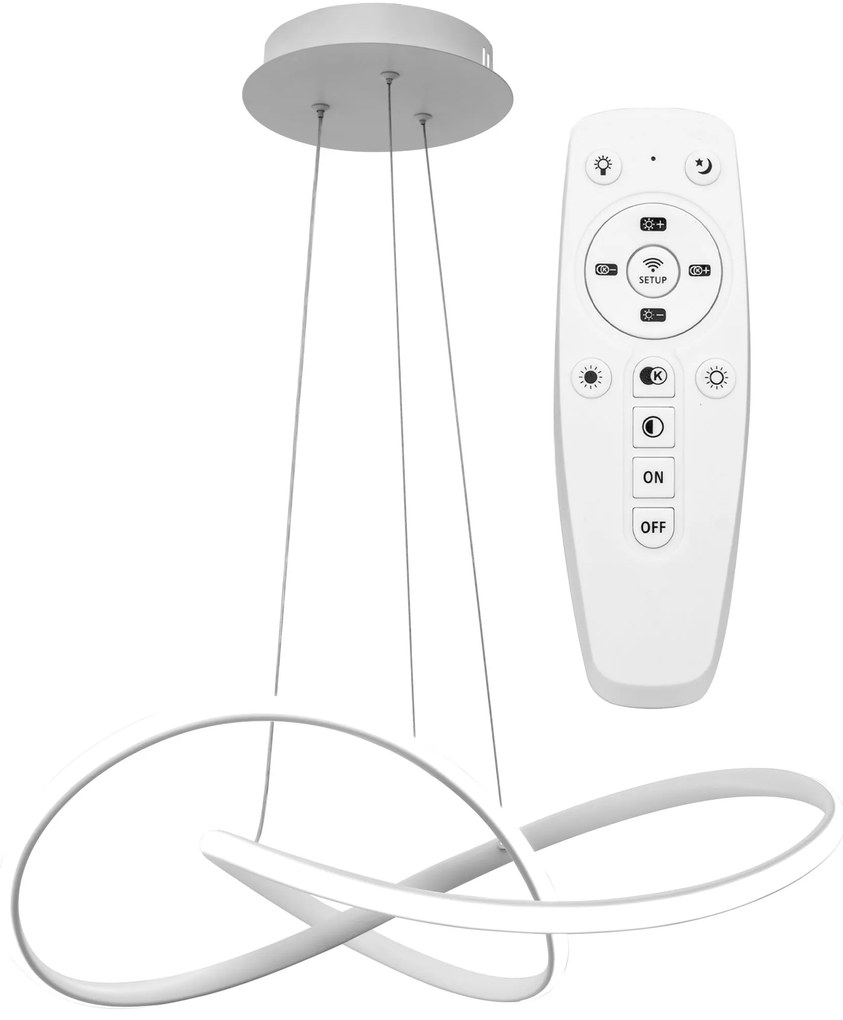 Toolight - Ring, LED závesné svietidlo + diaľkové ovládanie APP396-CP, biela, OSW-06912