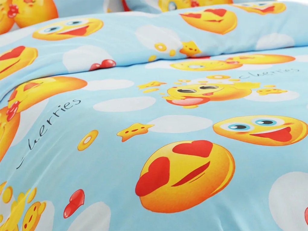 Obliečky z mikrovlákna EMOJI modré Rozmer obliečky: 70 x 90 cm | 140 x 200 cm