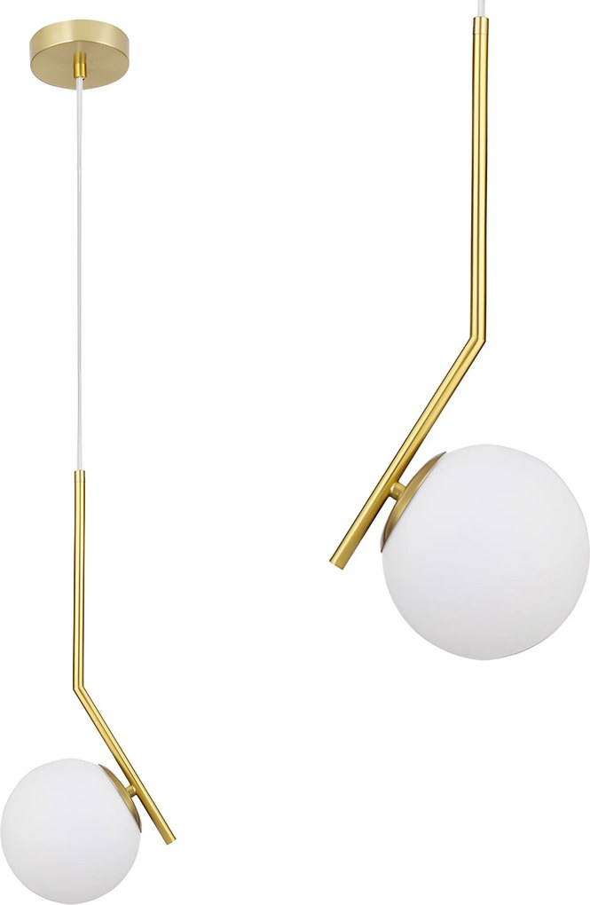 Toolight Toolight, stropná lampa sklenená guľa z bieleho zlata 1xE27, G106-1W, zlatá-biela, OSW-09731