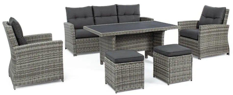 Sivá záhradná lounge súprava z umelého ratanu pre 6 Ariel – Bizzotto