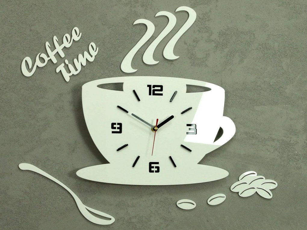 Nástenné hodiny Coffee biele