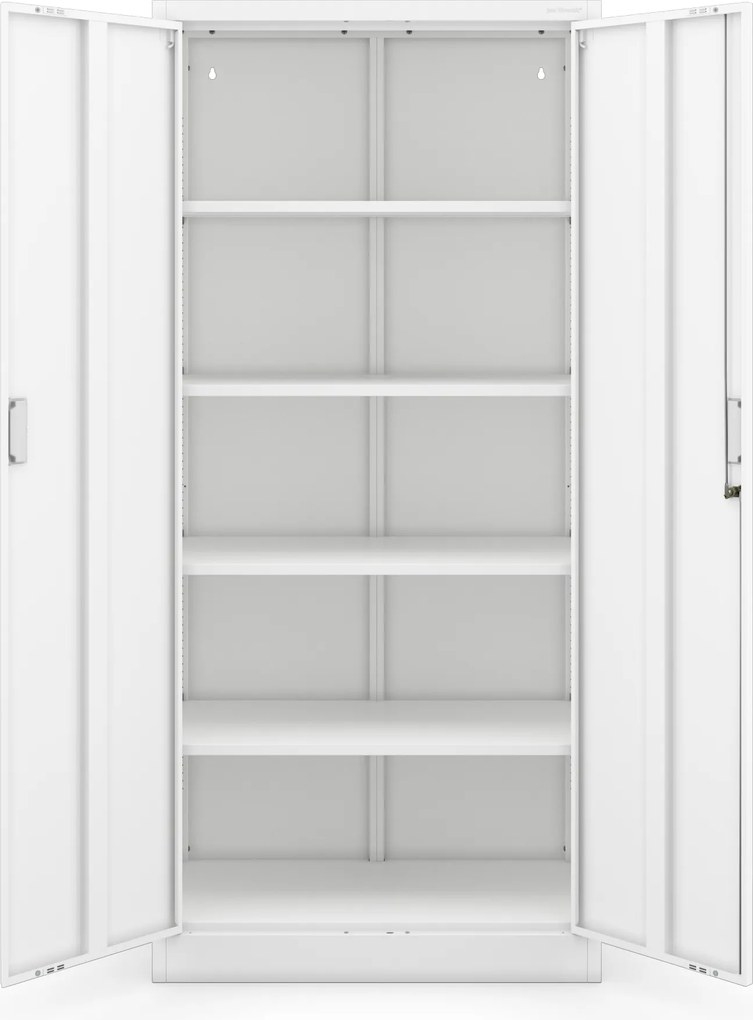 Kovová kancelárska skriňa so 4 policami, biela, 1750x800x400 mm: JAN Compact